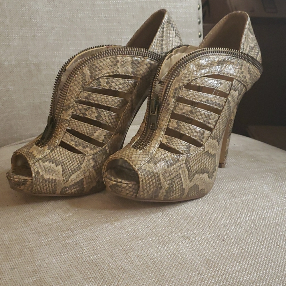 Snakeskin booties